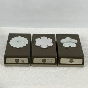 3 Stampin Up Round Scalloped Tag Paper Shaper Punch Scrapbook Card Craft Punches